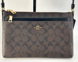 Coach Signature EastWest Pop Crossbody in Black and Brown -F58316