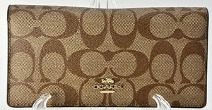Coach Signature Canvas Brown Leather Long Wallet ( Matches Lot #142 )