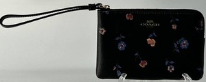 Coach Floral Leather Wristlet Clutch - Black