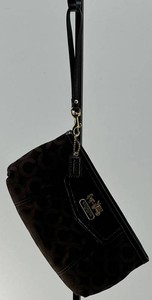 Coach Madison Op Art Brown Signature Fabric Mini Wristlet