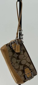 Vintage Coach Soho Brown and Tan Signature Wristlet