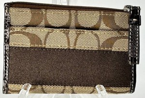 Coach Signature Canvas Mini Card & Coin Holder