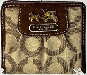 Coach Signature Canvas Bifold Wallet With Pink Interior