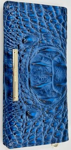 Brahmin Blue Embossed Croc-Pattern Wallet