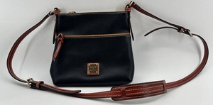 Dooney & Bourke Black Leather Crossbody Bag With Red Interior