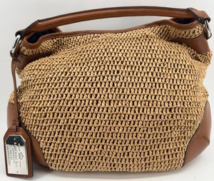 Lauren Ralph Lauren Woven Raffia Leather-Trim Shoulder Bag