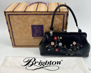 Brighton Floral Embellished Kiss-Lock Handbag With Box and Chain