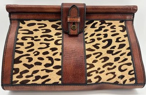 Vintage Fossil Leather Leopard-Print Handbag