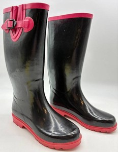 Womens Rubber Rain Boots - Navy & Pink Size 7