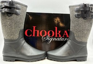Chooka Signature Herringbone Black Rain Boots Size 8
