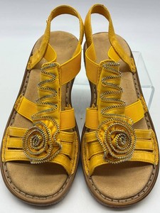 Rieker Yellow Embellished Leather Sandals Size 36