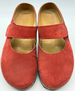 Haflinger Red Leather Mary Jane Clogs Size 38  US 7