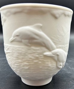 Vintage Lladro 17658 Dolphins at Play Porcelain Votive Holder
