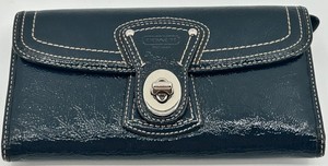 Coach Blue Long Wallet With Turn-Lock Closure