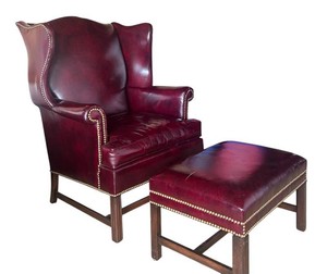 BP - Wingback Chair & Ottoman - Hickory Chair Leather Pair