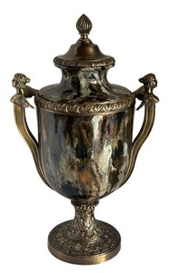 EA - Ornate Covered Urn Trophy Vase - Figural Handles