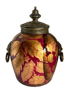 EA - Decorative Covered Urn - Model 57-9611 Red Leaves