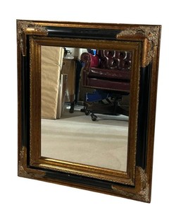 EA - Ornate Wall Mirror - Gilt Black Wood Frame