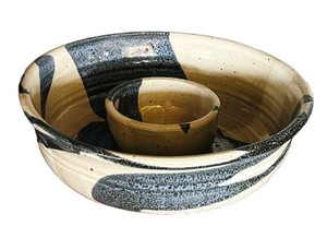 EA - Chip and Dip Bowl - Vintage Studio Pottery Handcrafted