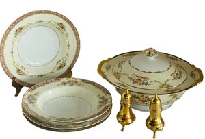 EA - Vintage China Mixed Lot - Noritake Plates, Covered Server & Shakers (7-Piece)