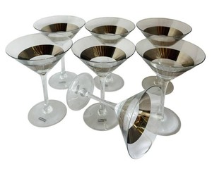 BP - Martini Glasses - Smoked Band Cocktail Stemware (Lot of 7)