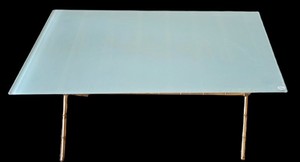 M - Glass Top Coffee Table - Gold Painted Faux Bamboo Base