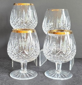 BP - Stemmed Drinking Glasses - Wedgwood Gold Rim Cut Glass (Lot of 4)