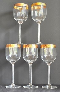 BP - Wine Glasses - Lenox Autumn Pattern 22K Gold Rim (Lot of 5)