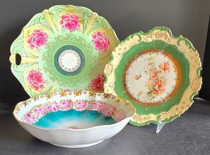 M - Vintage German Porcelain China Serving Pieces - JPF Mark (Lot of 3)