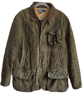 M - Mens Leather Jacket - Polo Ralph Lauren Size L Olive Green
