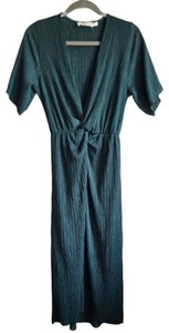 M - Womens Jumpsuit - All in Favor Forest Green Pleated Size XS