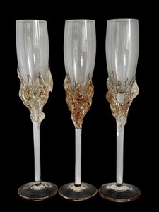 BP - Art Glass Champagne Flutes - Ion Tamaian 3-Piece Set