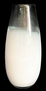 BP - Glass Vase - Milky Way White & Clear Thick Glass
