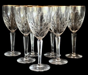 MT - Wine Glasses - ENO Lenox Crystal Clarity Gold (Lot of 7)