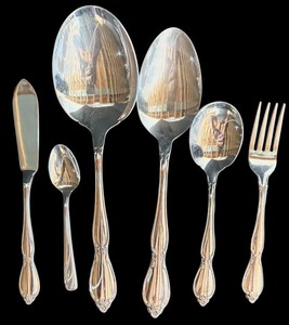 MT - Vintage Stainless Flatware - Oneida Community Spoons, Forks & Serving Pieces (Lot of 6)