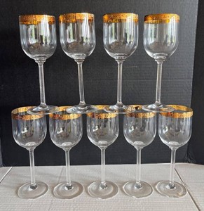 BP - Lenox Gold Crystal Stemware - 9 Glasses