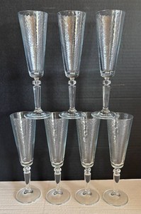 BP - Hammered Clear Crystal Champagne Flute - 7 Glasses