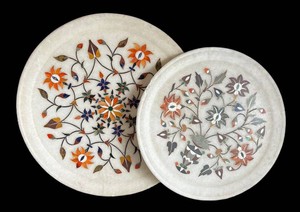 BP - Vintage Inlaid Marble Plates by RM Marble