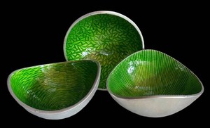 BP - Trio of Simply Designz Green Textured Decorative Bowls