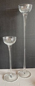 BP - Set of Two Long-Stemmed Glass Candleholders
