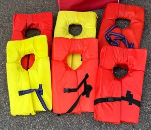 G - Six Life Jackets with Storage Tote