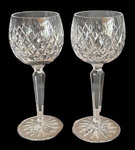 BP - Pair of Waterford Lismore Hock Crystal Wine Glasses