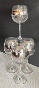 M - Four Metallic Banded Balloon Wine Glasses