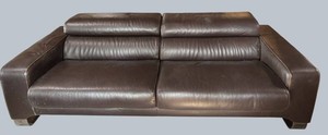 Vintage Roche Bobois Dark Brown Leather Sofa