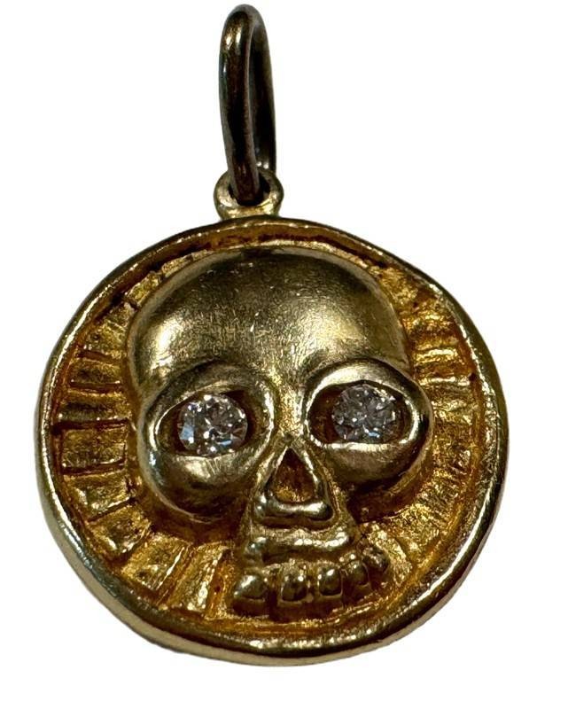 Skull Pendant - 14K Gold & Diamond