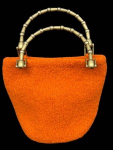 BD - Sarah Oliver Orange Structured Purse With Bamboo-Style Handles