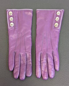 Leather Gloves - Coach Purple Cashmere-Lined Size 6.5