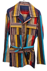 Vintage Mens Striped Shirt Jacket - Likely Large Tall