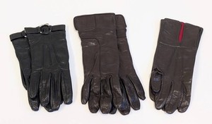 Womens Leather Gloves - Cole Haan & Brown Pairs, Size 6.5 (3 Pairs)