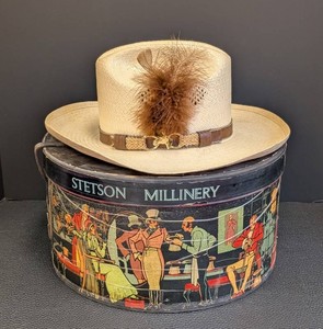 Vintage Cowboy Hat - Stetson Straw Size 6 78 With Original Box